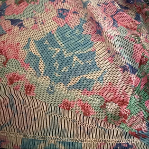 Porridge Multicolored Floral Short Sleeve Mesh Top, S - Picture 5 of 8